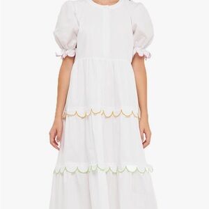 English factory scallop midi dress